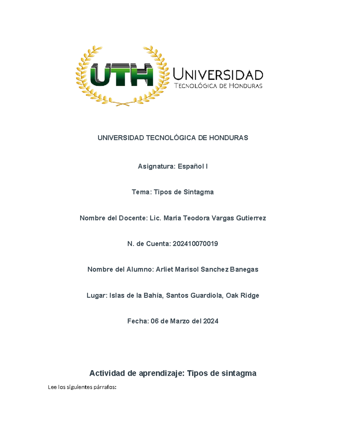 Redaccion - Summary Espanol - UNIVERSIDAD TECNOLÓGICA DE HONDURAS ...