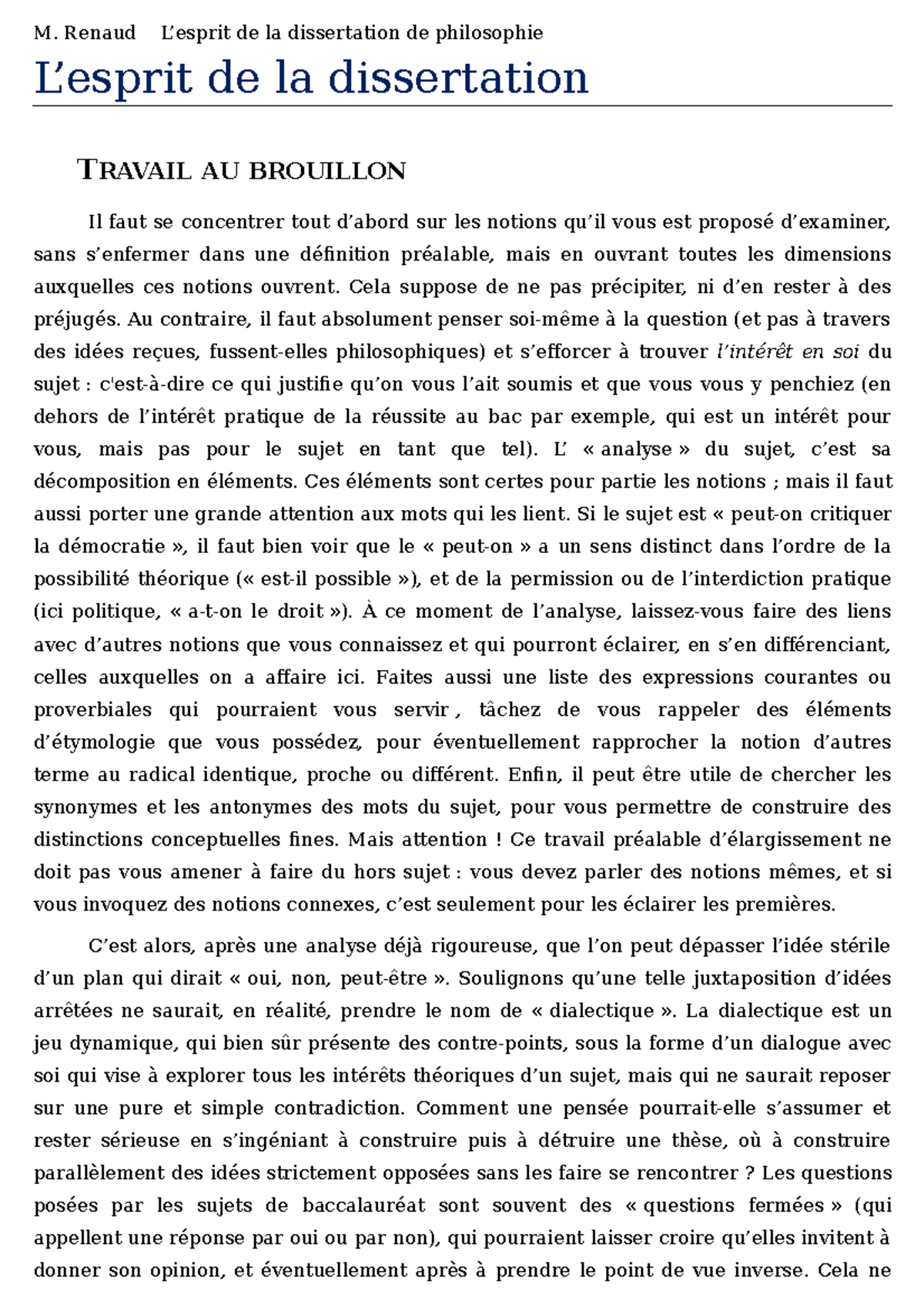 Renaud, L'esprit de la dissertation L’esprit de la dissertation
