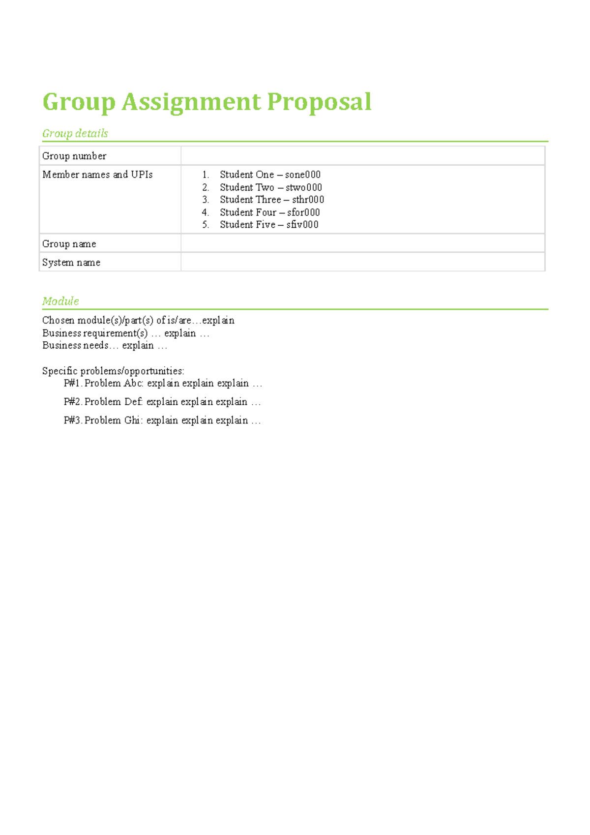 Group Assignment Proposal Template V1-3 - Group Assignment Proposal ...
