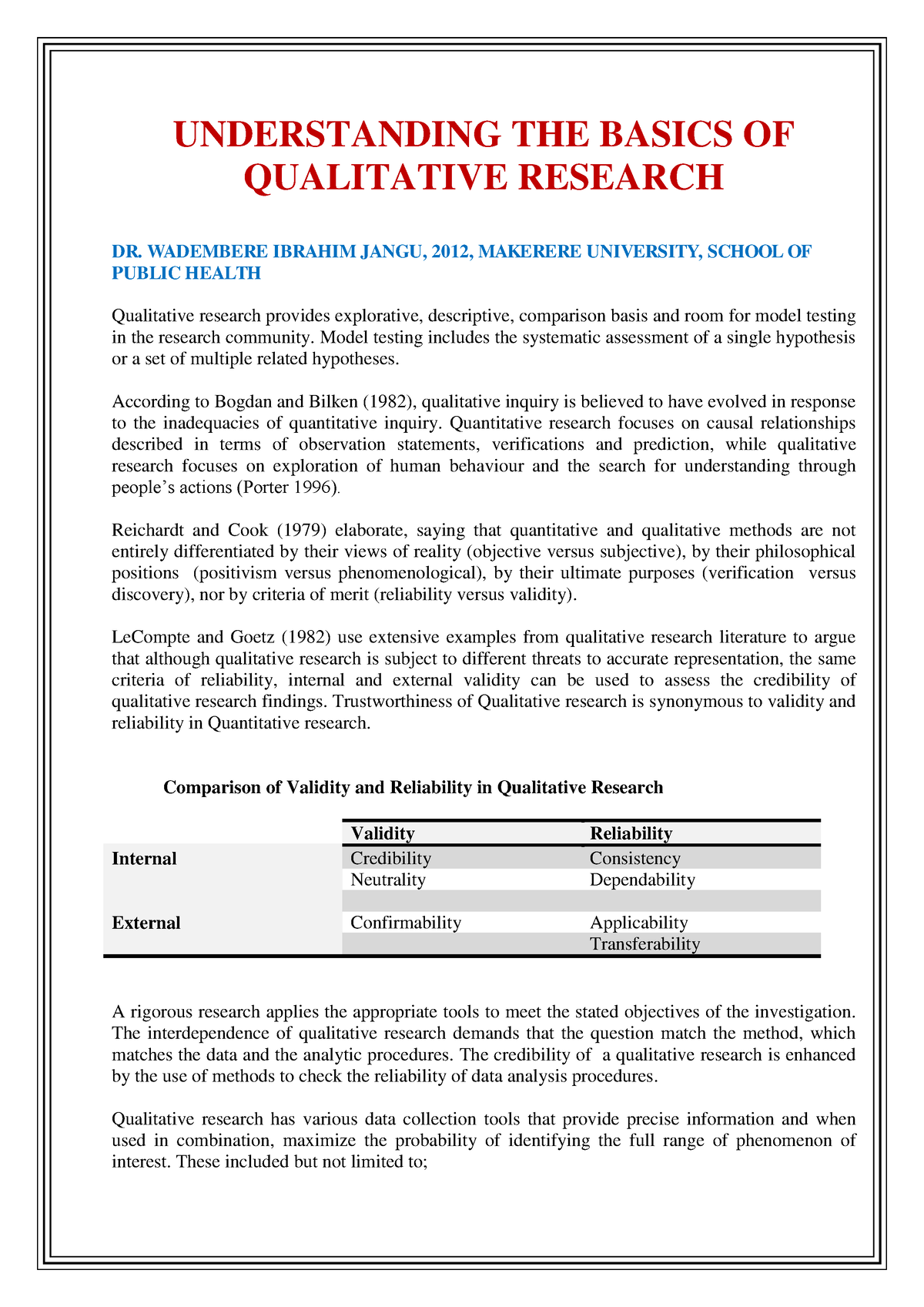 qualitative research basics