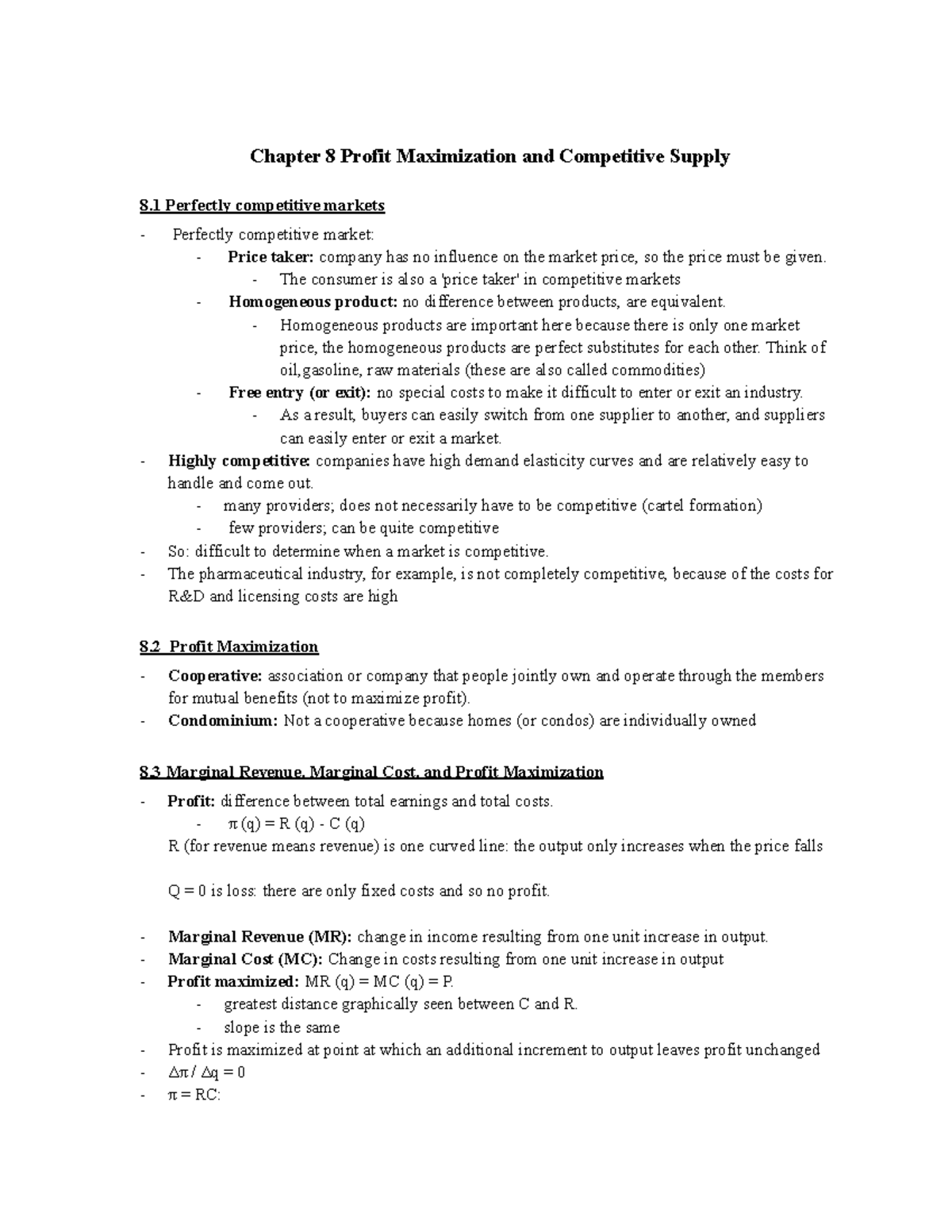 Chapter 8 Profit Maximization and Competitive Supply - The consumer is ...
