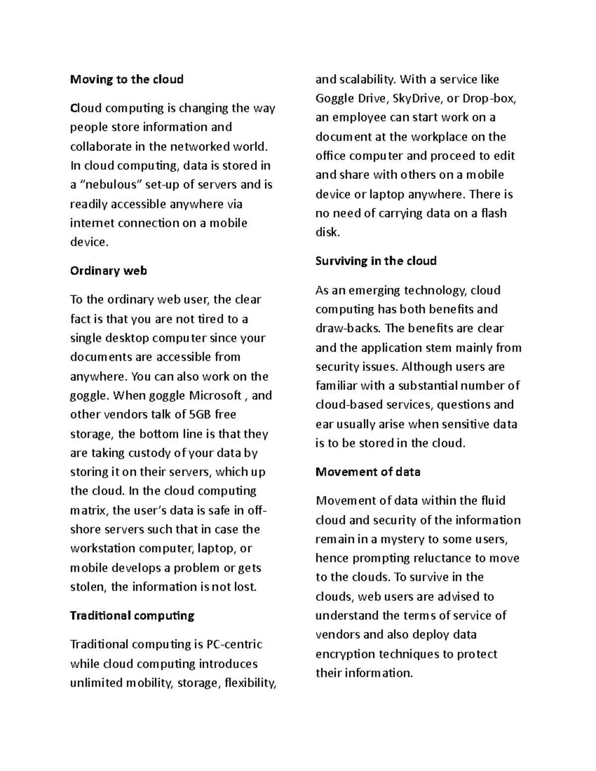 Cloud Drives and how they affect computer - C loud computing is ...