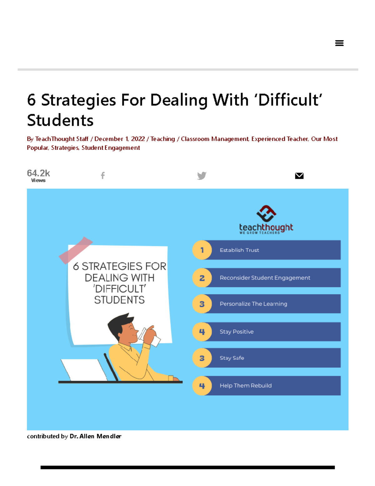 Working With ‘Difficult’ Students 6 Strategies 6 Strategies For