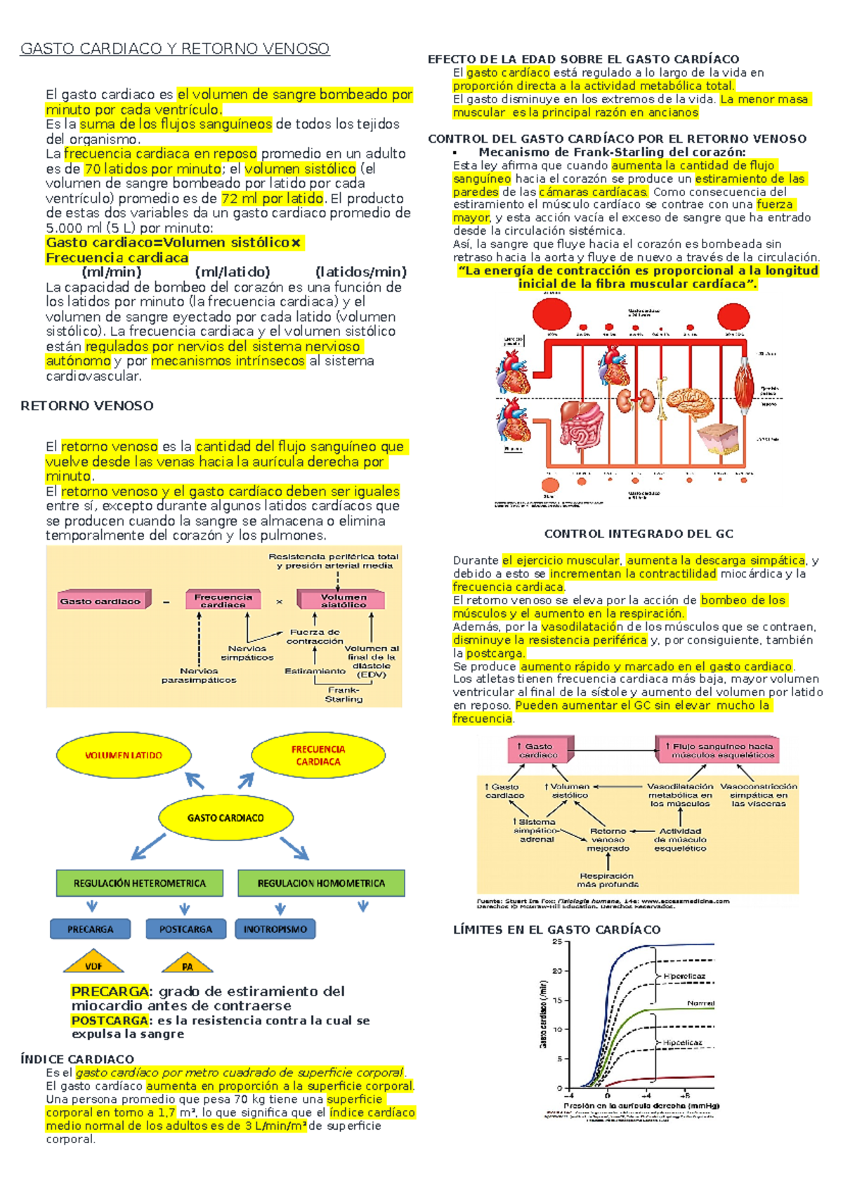 Gasto Cardiaco Y Retorno Venoso - GASTO CARDIACO Y RETORNO VENOSO El ...