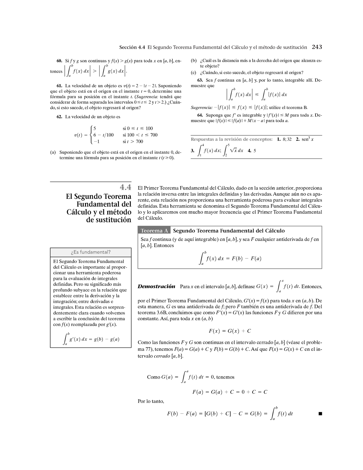 4 Segundo Teorema Fundamental Del Calculo Sección 4 El Segundo