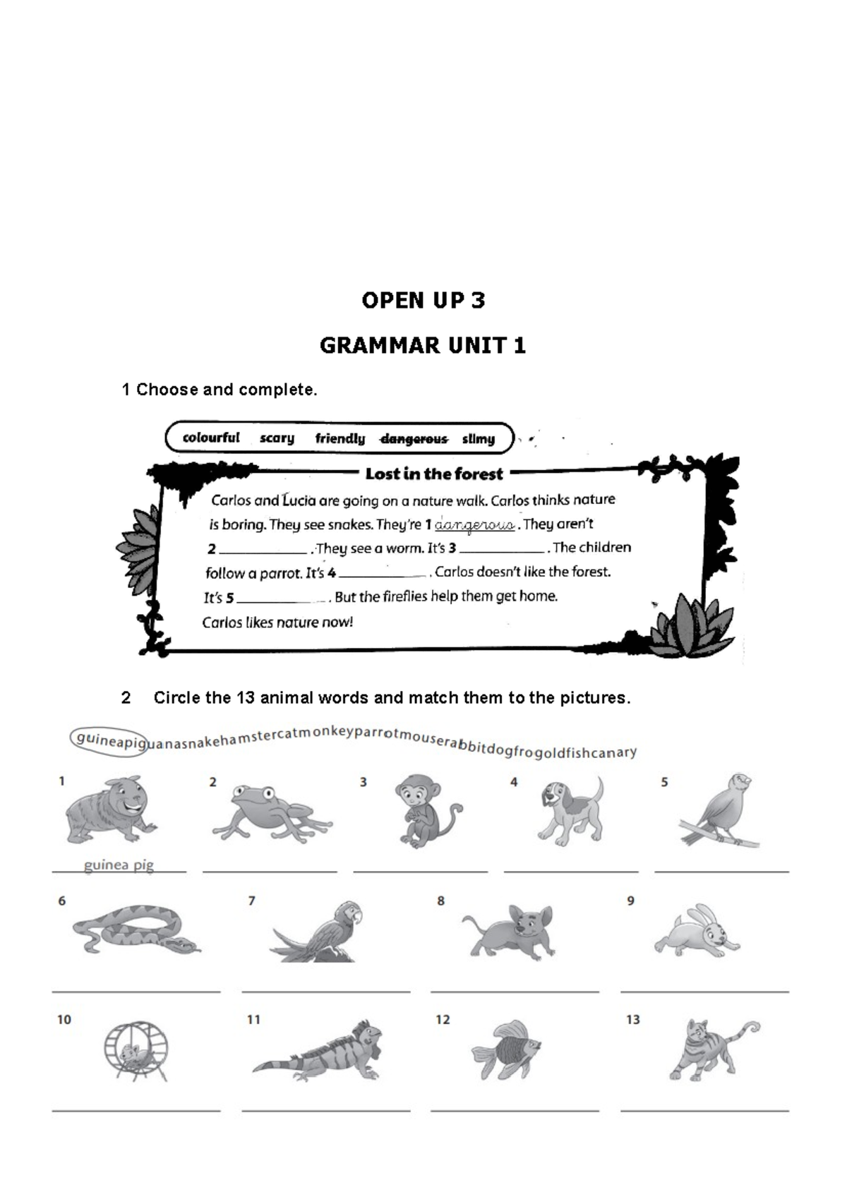 Upen up 3 exam - english - OPEN UP 3 GRAMMAR UNIT 1 1 Choose and ...