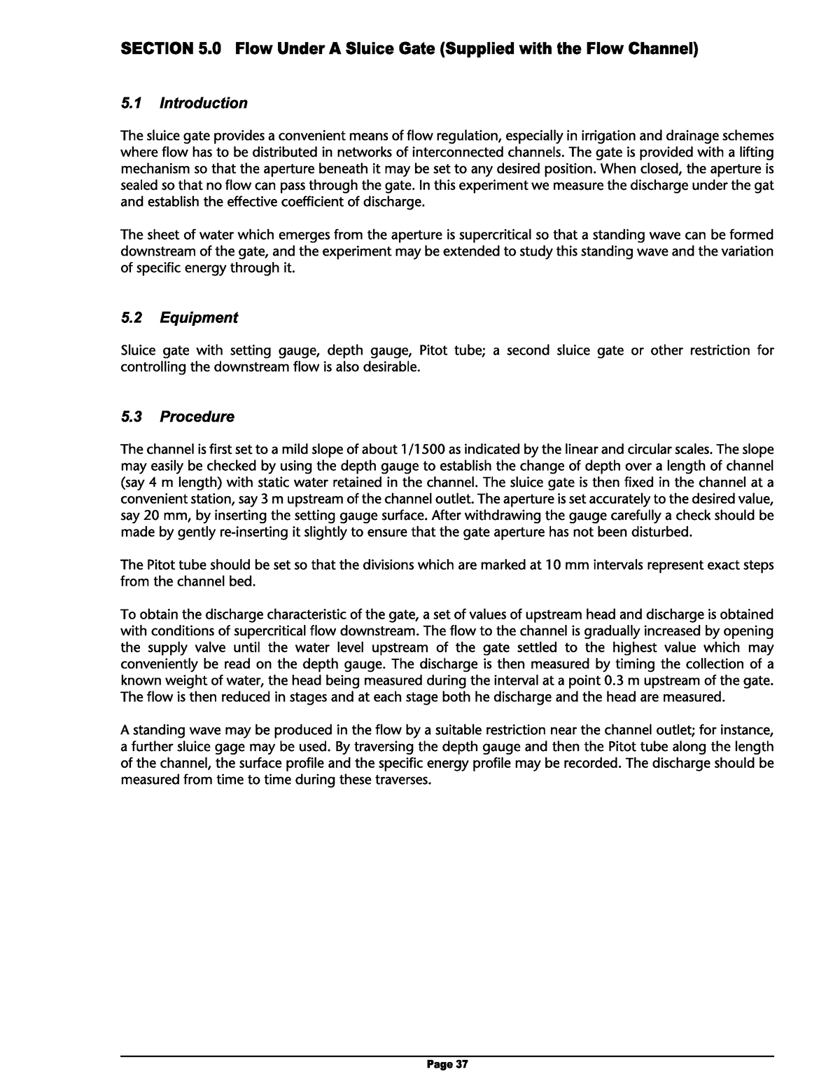 sluice gate experiment lab report