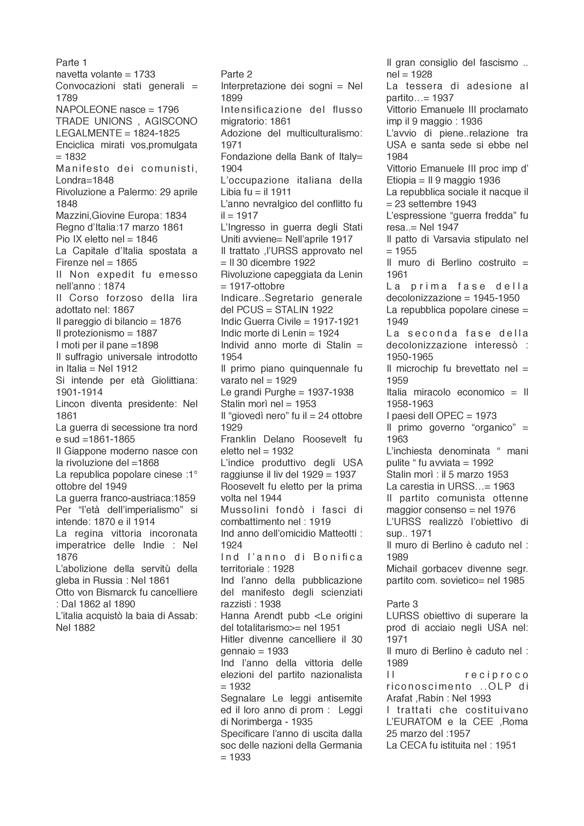 Schema Date Storia Contemporanea Pdf - Parte 1 Navetta Volante = 1733 ...