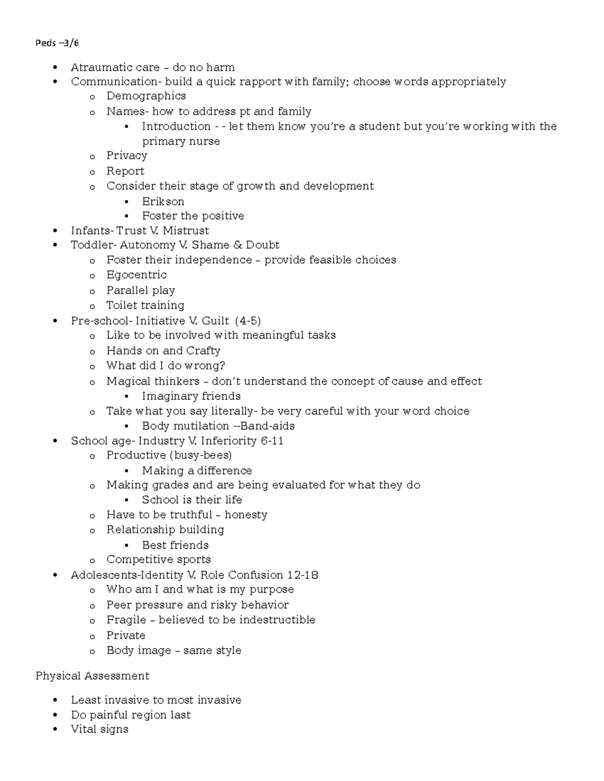 Pediatrics Assessment - Peds –3/ Atraumatic care – do no harm ...