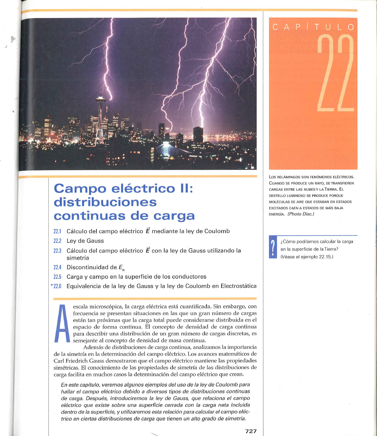 Cap. 22 - Campo Eléctrico II - CALCULO APLICADO A LA FISICA 2 - Studocu