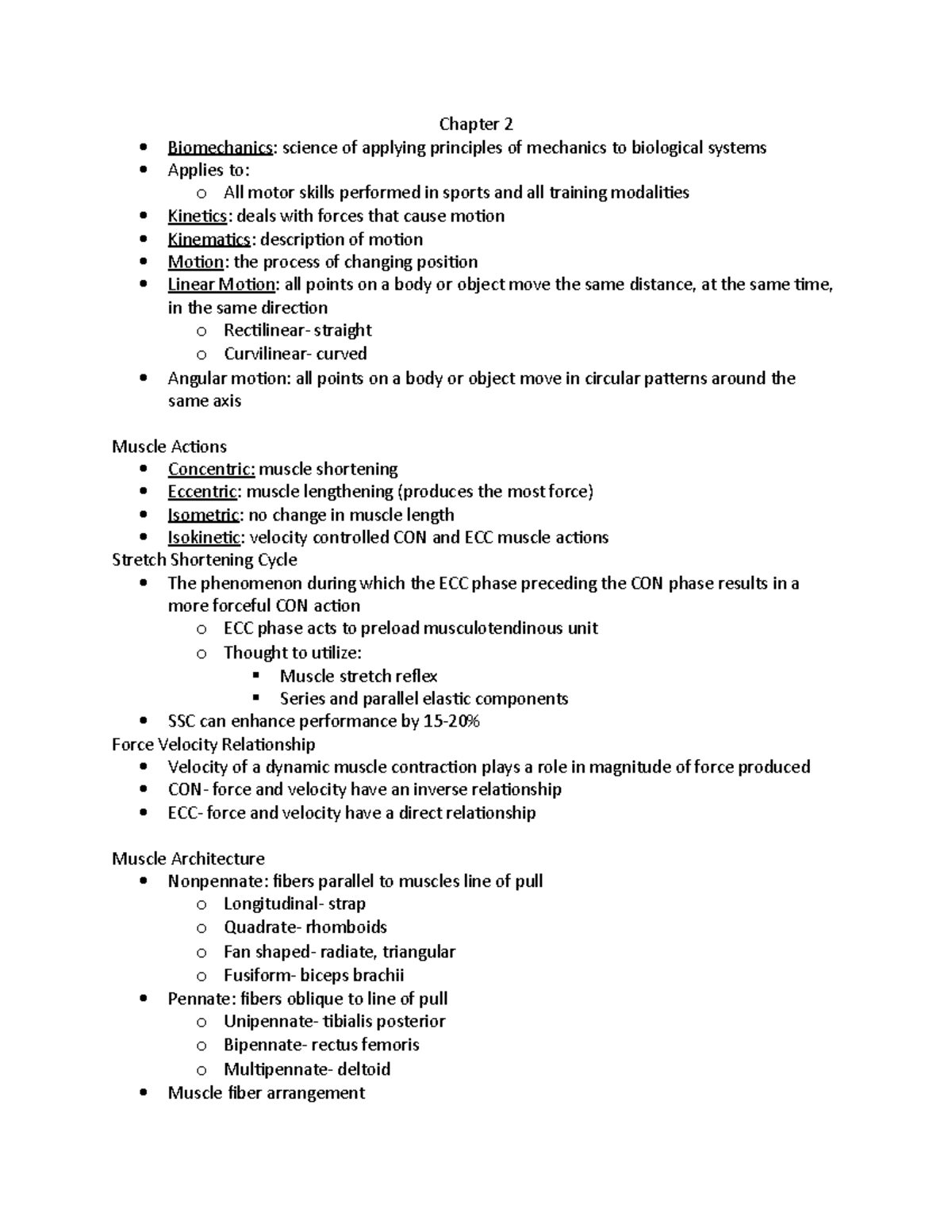 Chapter 2 - Mrs. Rigsbee - Chapter 2 Biomechanics: science of applying ...