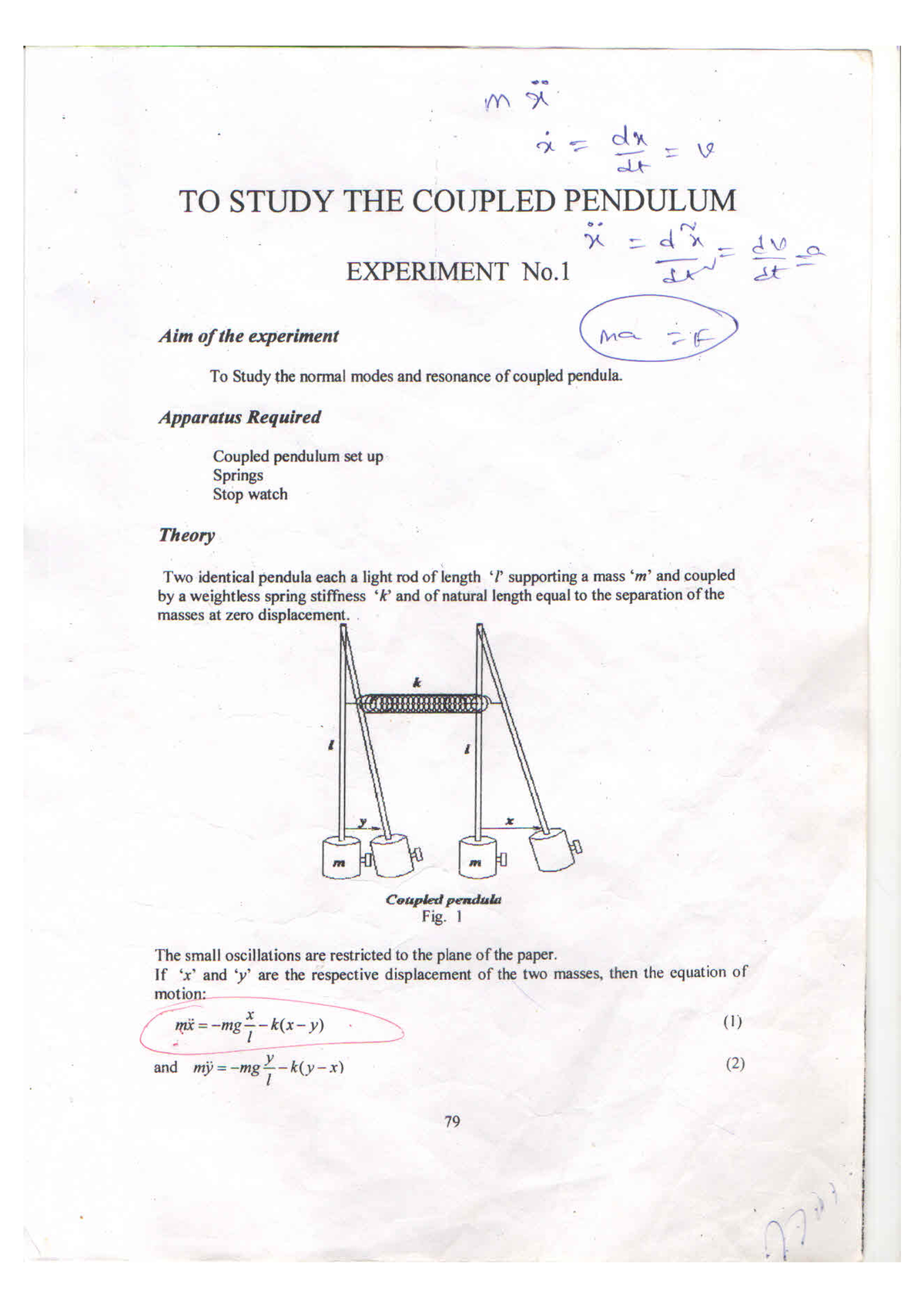 coupled pendulum experiment pdf