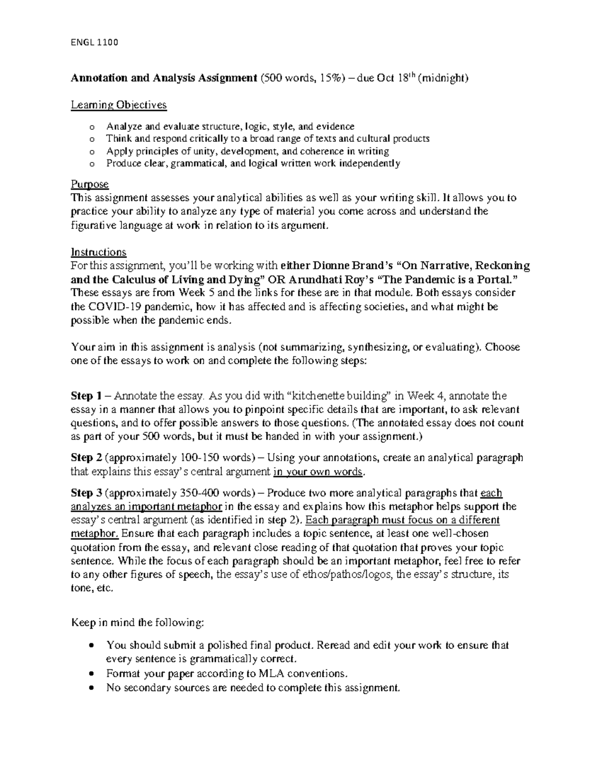 5 Annotation And Analysis Assignment Instructions And Rubric Engl 1100 Annotation And 5 Annotation And Analysis Assignment Instructions And Rubric Engl 1100 Annotation And