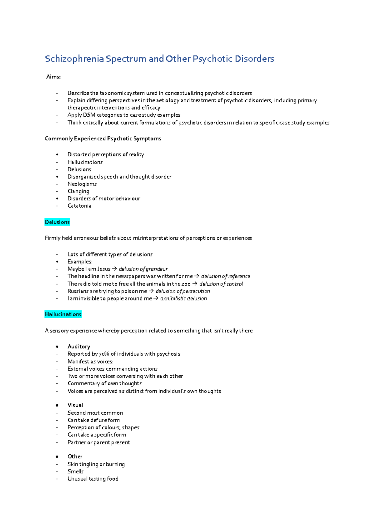 Schizophrenia Spectrum and Other Psychotic Disorders - Schizophrenia ...