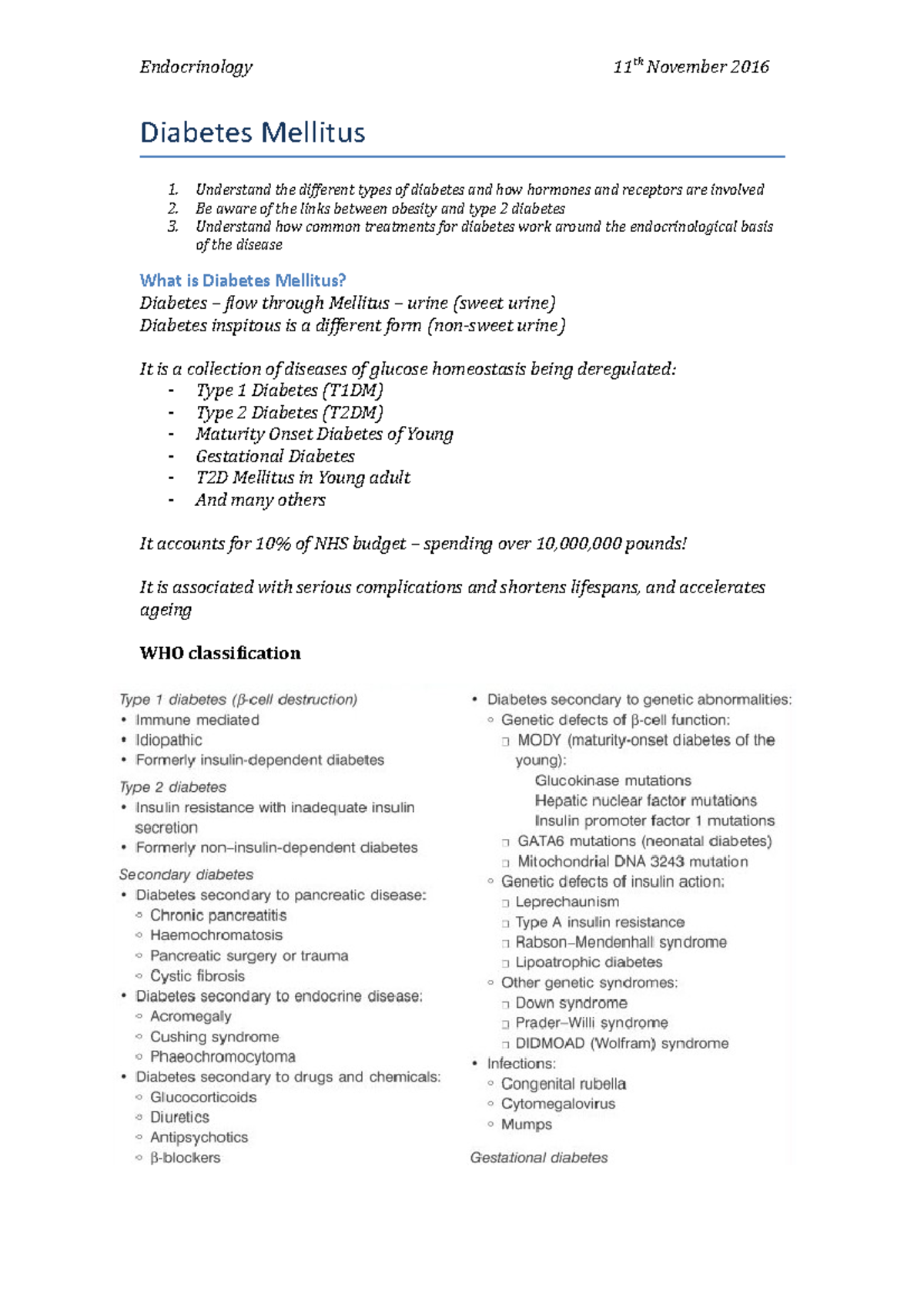 Endocrinology Diabetes Mellitus Endocrinology 11 th November 2016 Diabetes Mellitus 1. 2. 3