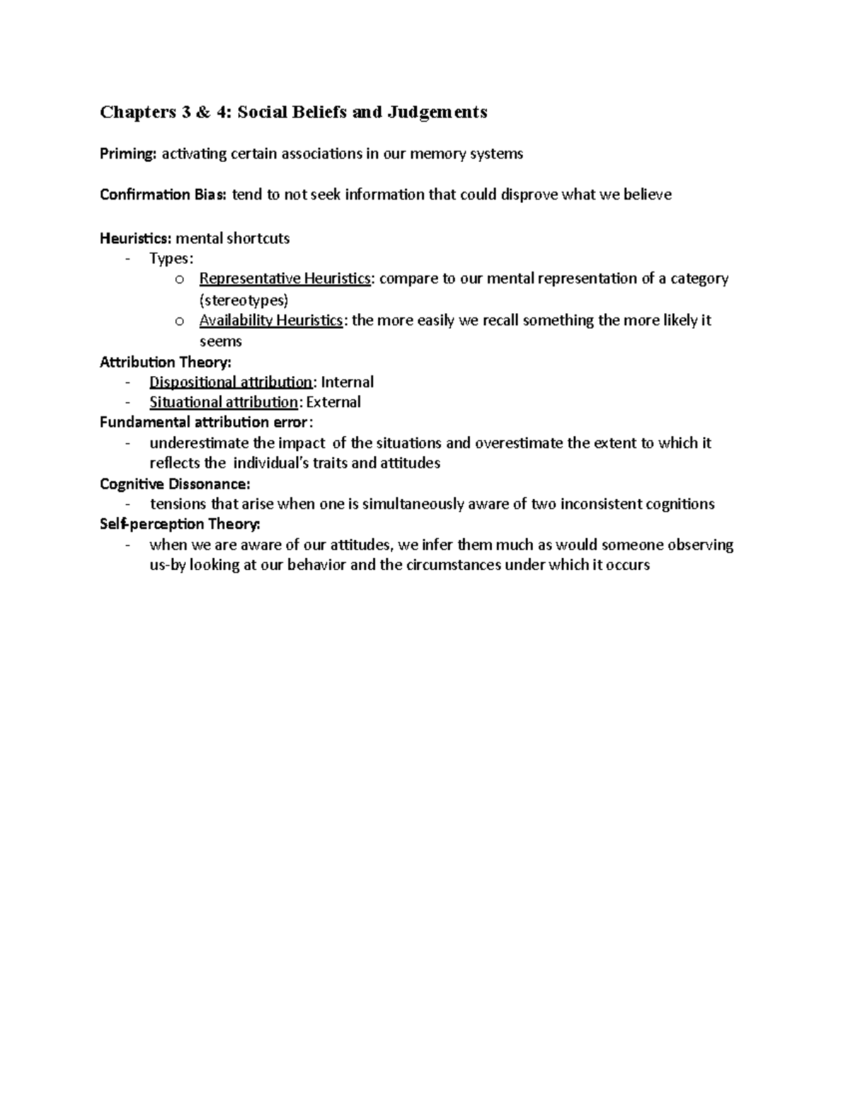 Chapter 3- Social Beliefs and Judgements - Chapters 3 & 4: Social ...