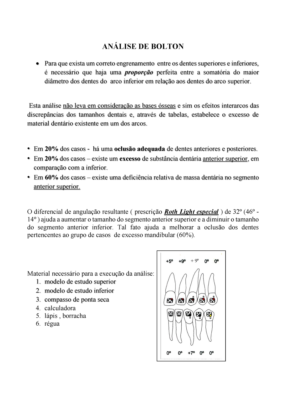 Análise DE Bolton... -texto def - ANÁLISE DE BOLTON Para que exista um  correto engrenamento entre os - Studocu