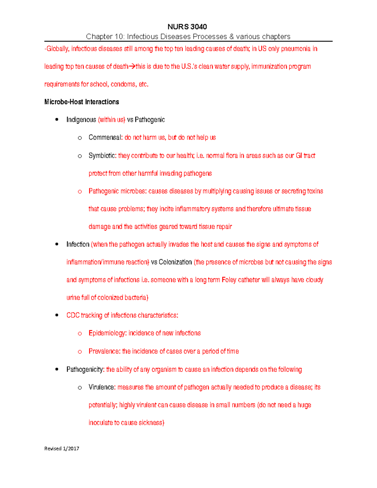 Chapter 10- Infectious Diseases Processes & various chapters - Chapter ...