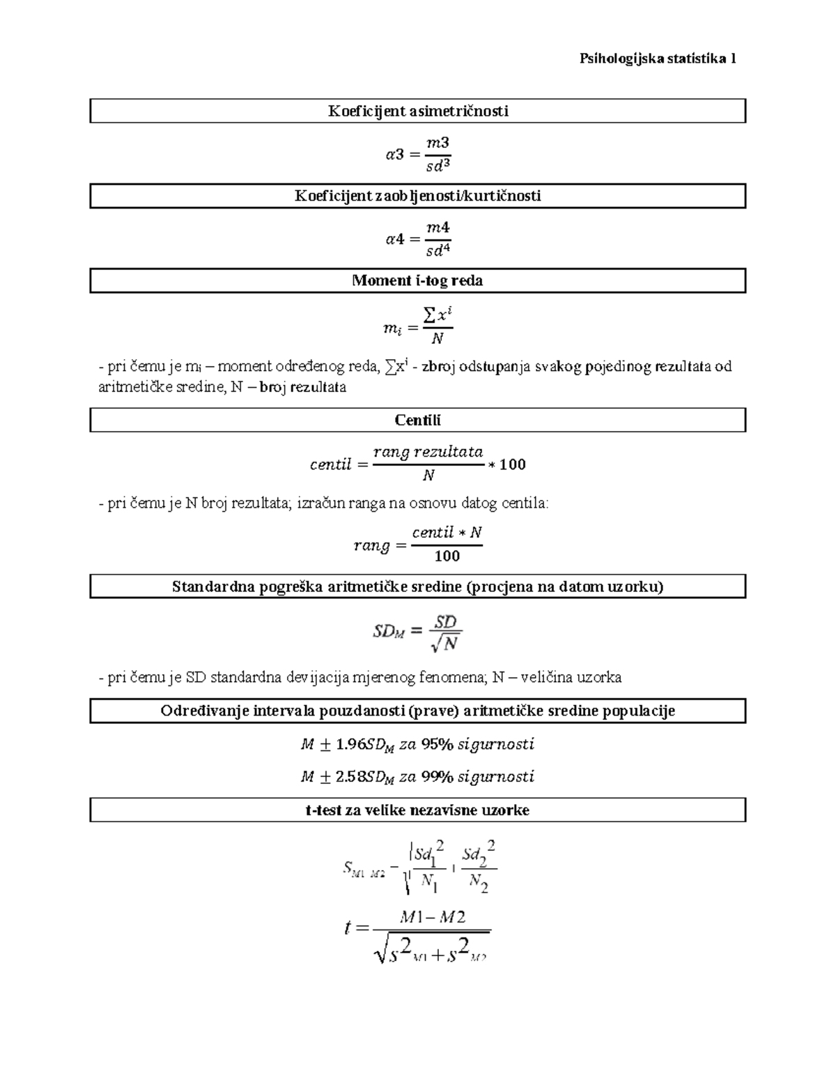 Formule t-testovi for stat - Polymer Science And Technology ...