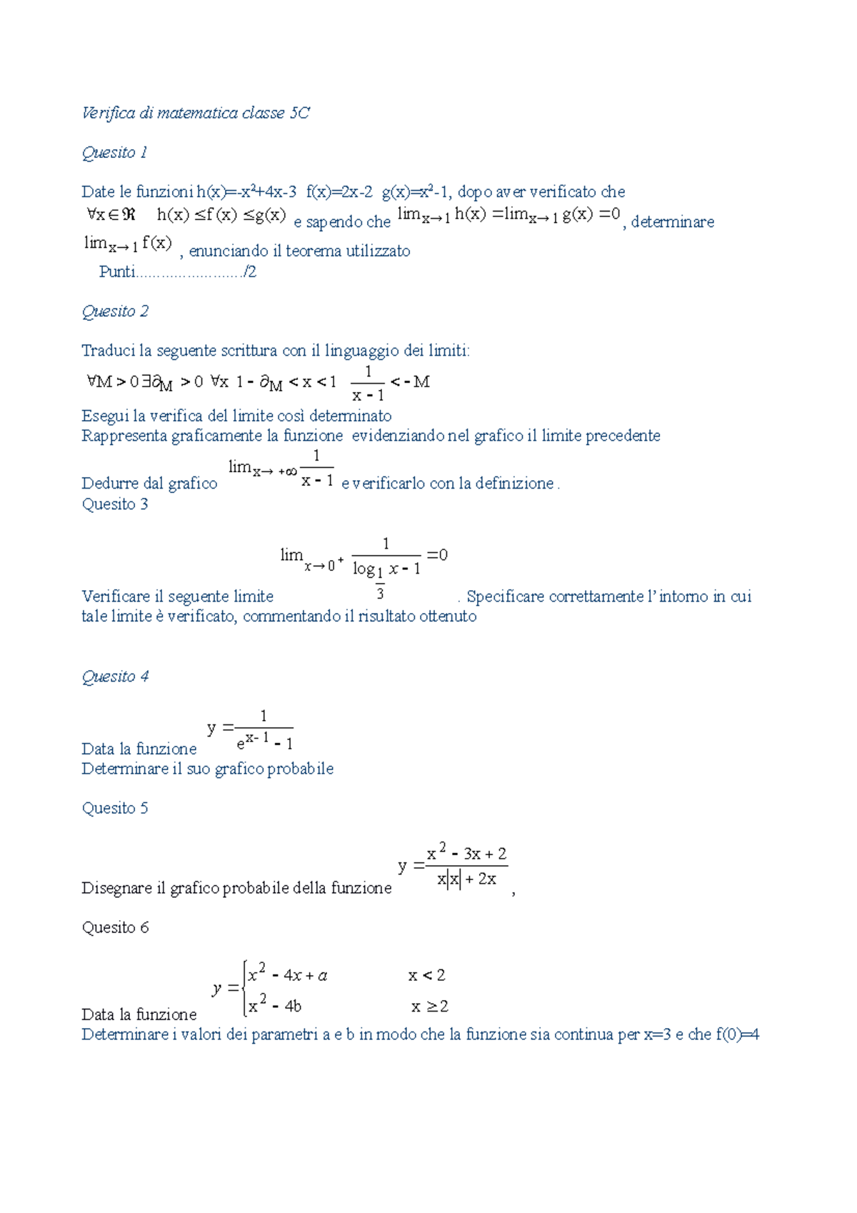 verifica matematica prima liceo scientifico pdf
