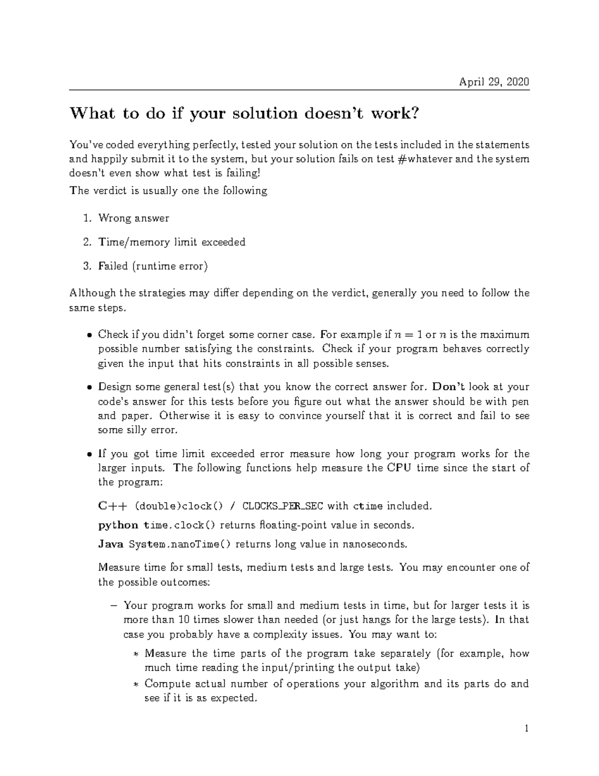 Testing guide python - What to do if your solution doesn’t work? You’ve ...