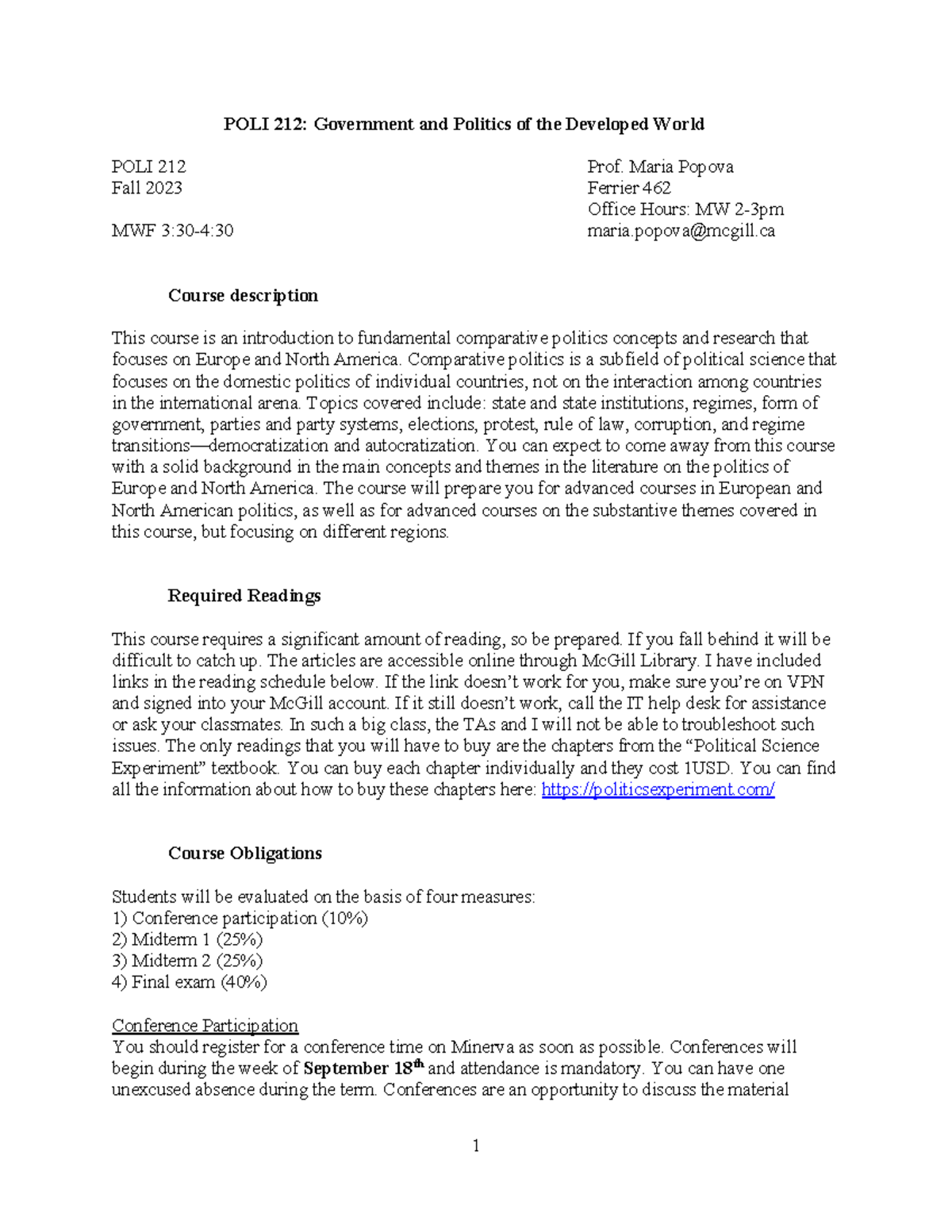 POLI 212 Syllabus - POLI 212: Government and Politics of the Developed ...