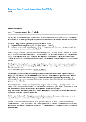 Come i social media hanno cambiato il mondo (2x Riassunto) - D. Miller ...