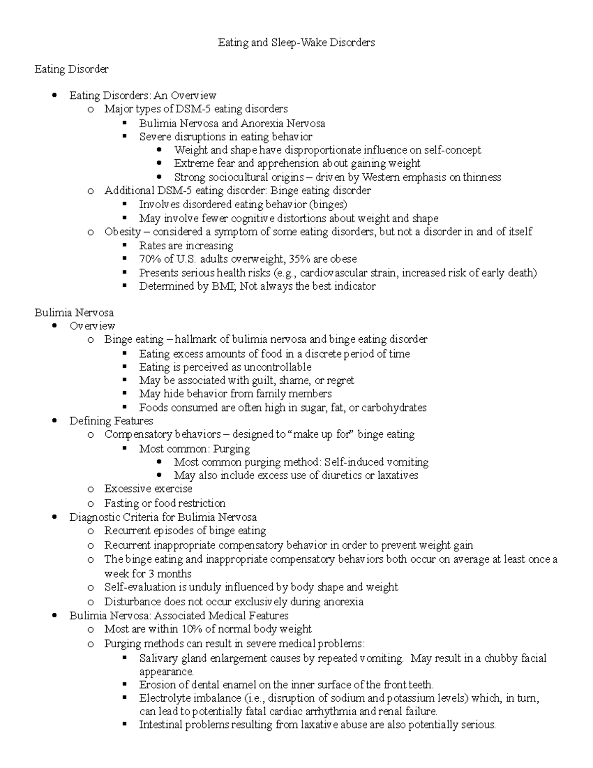Eating and Sleep disorders - Eating and Sleep-Wake Disorders Eating ...
