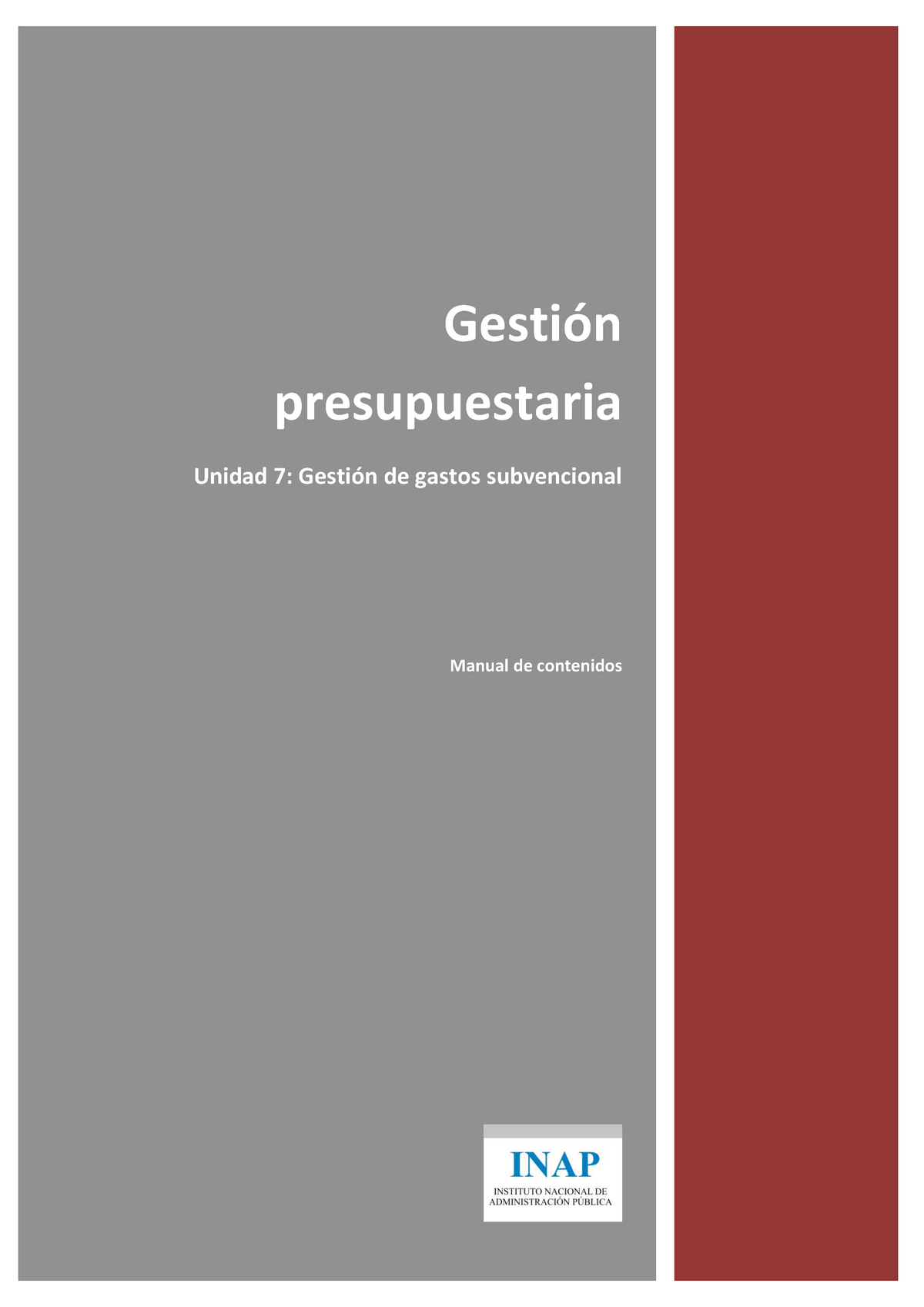 Unidad Didáctica 7 - Tema 7 Curso INAP Derecho Presupuestaio - Gestión ...