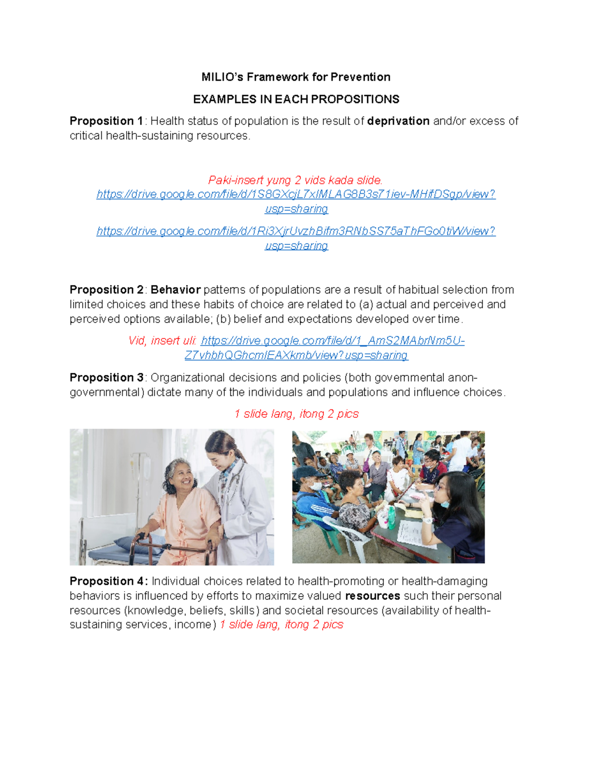Milio's Framework for Prevention (Examples and Contribution to PH ...