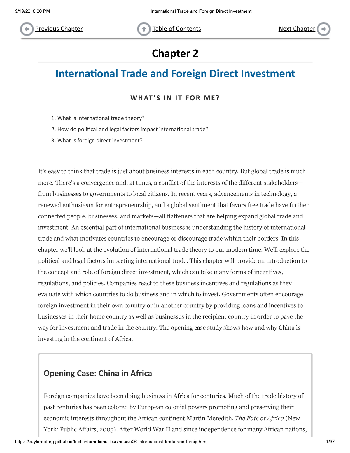 Chapter 2 - International BUSINESS - ####### Previous Chapter Table Of ...