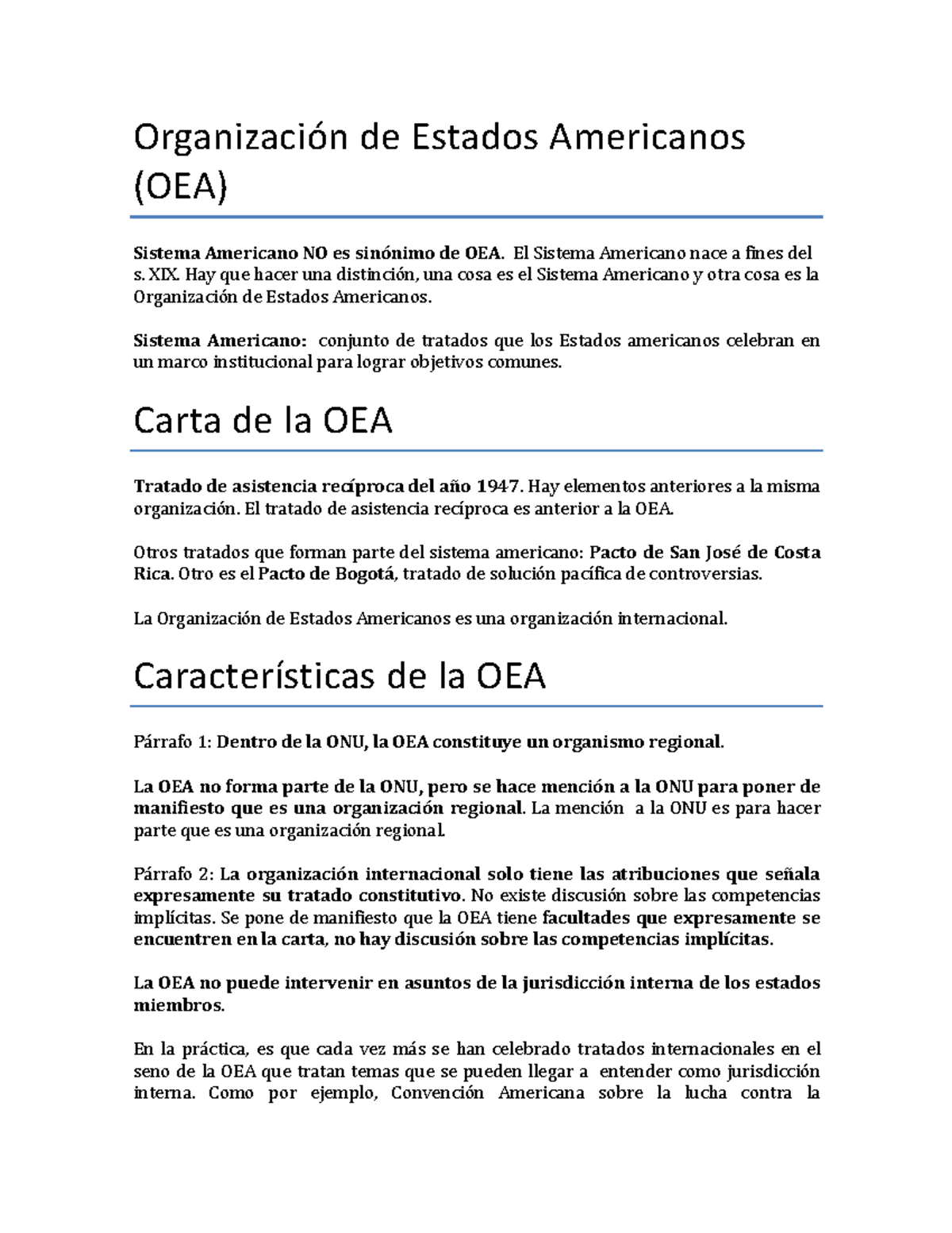 Organización de Estados Americanos - Organización de Estados Americanos (OEA) Sistema - Studocu