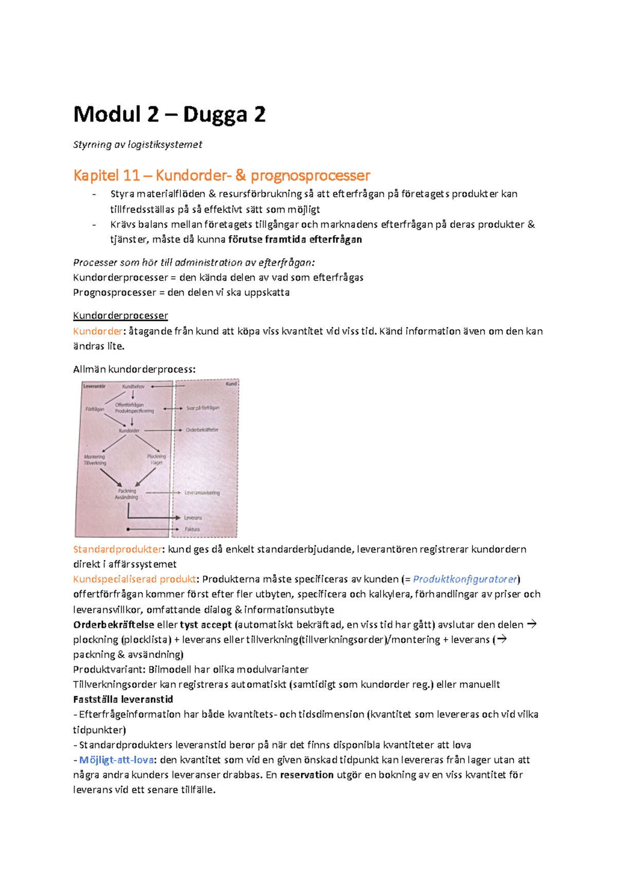 Inför Dugga 2 - Modul 2 – Dugga 2 Styrning Av Logistiksystemet Kapitel ...