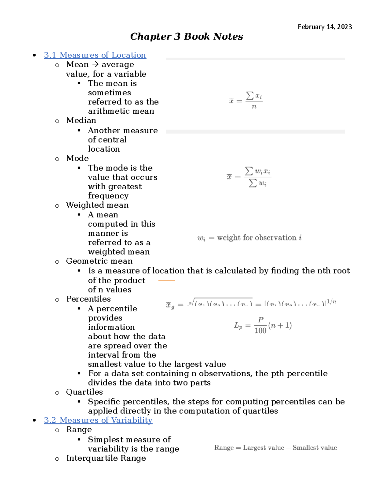 Chapter 3 Book Notes - February 14, 2023 Chapter 3 Book Notes 3 ...