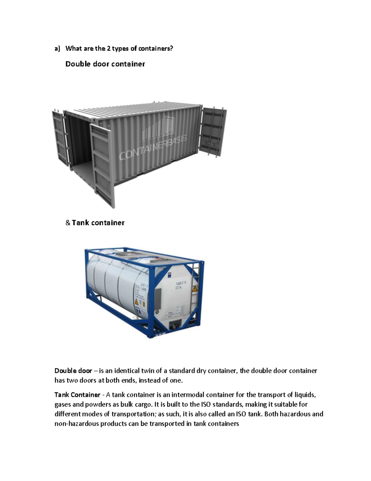TPT457 review type of container - Tourism Transportation - UiTM - Studocu
