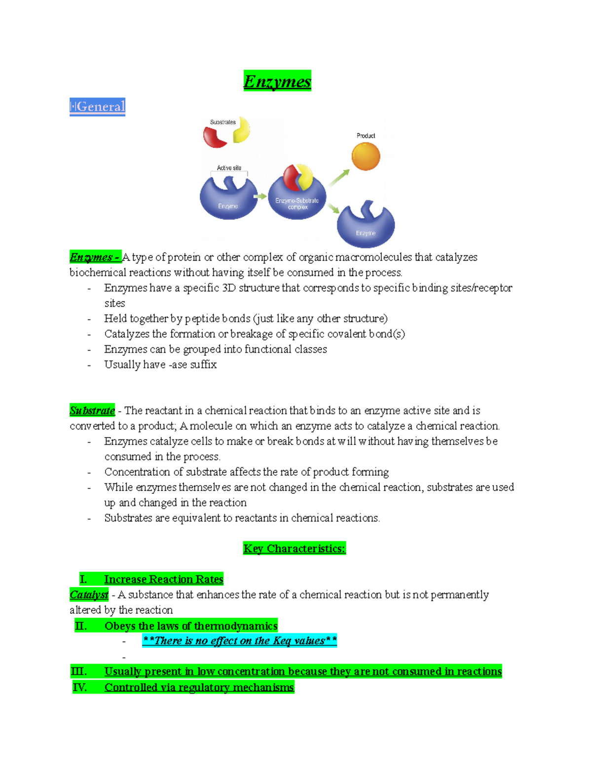 Enzymes - Notes On The Title Biochemical Mechanisms, Metabolism, And ...