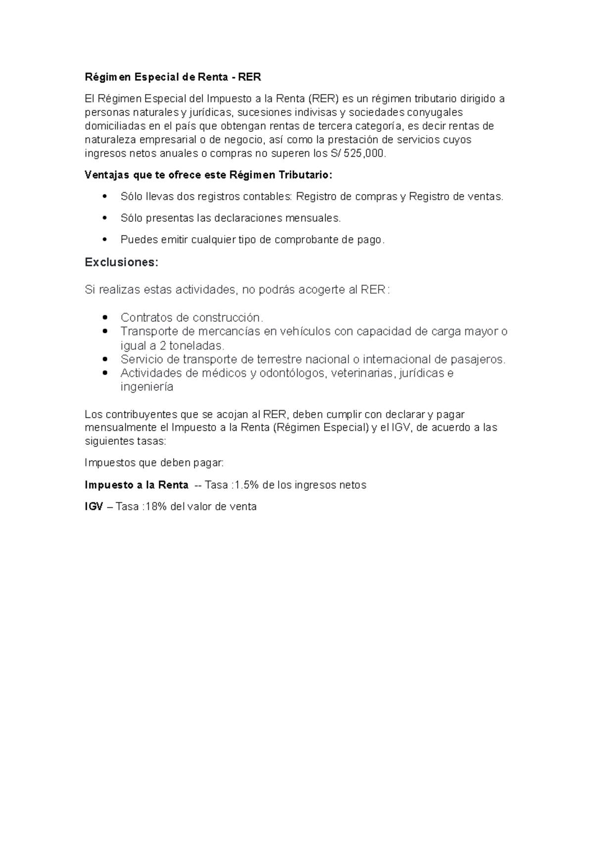 Régimen Especial de Renta - Ventajas que te ofrece este Régimen ...