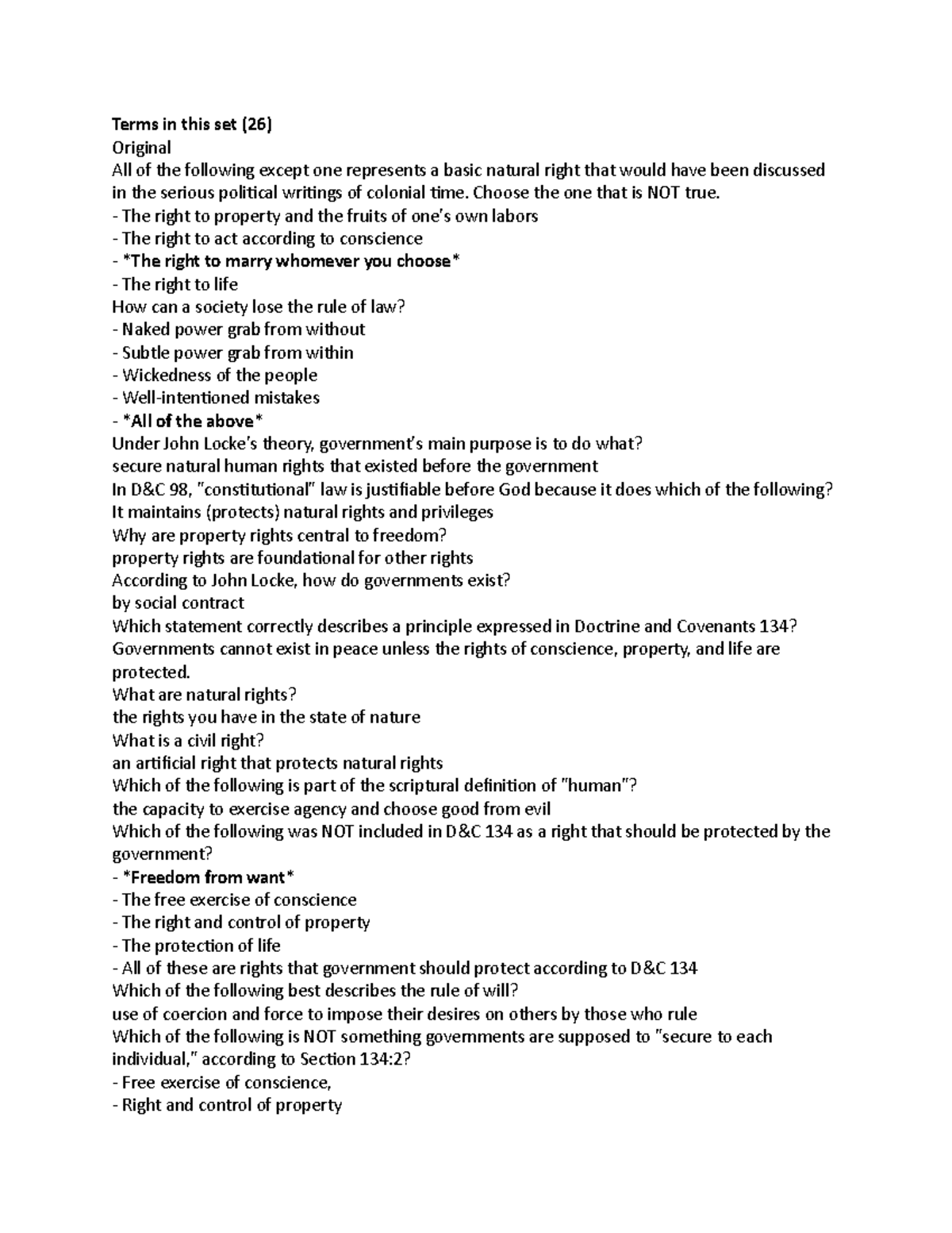 Lesson 1 american foundations Terms in this set (26) Original All of the following except