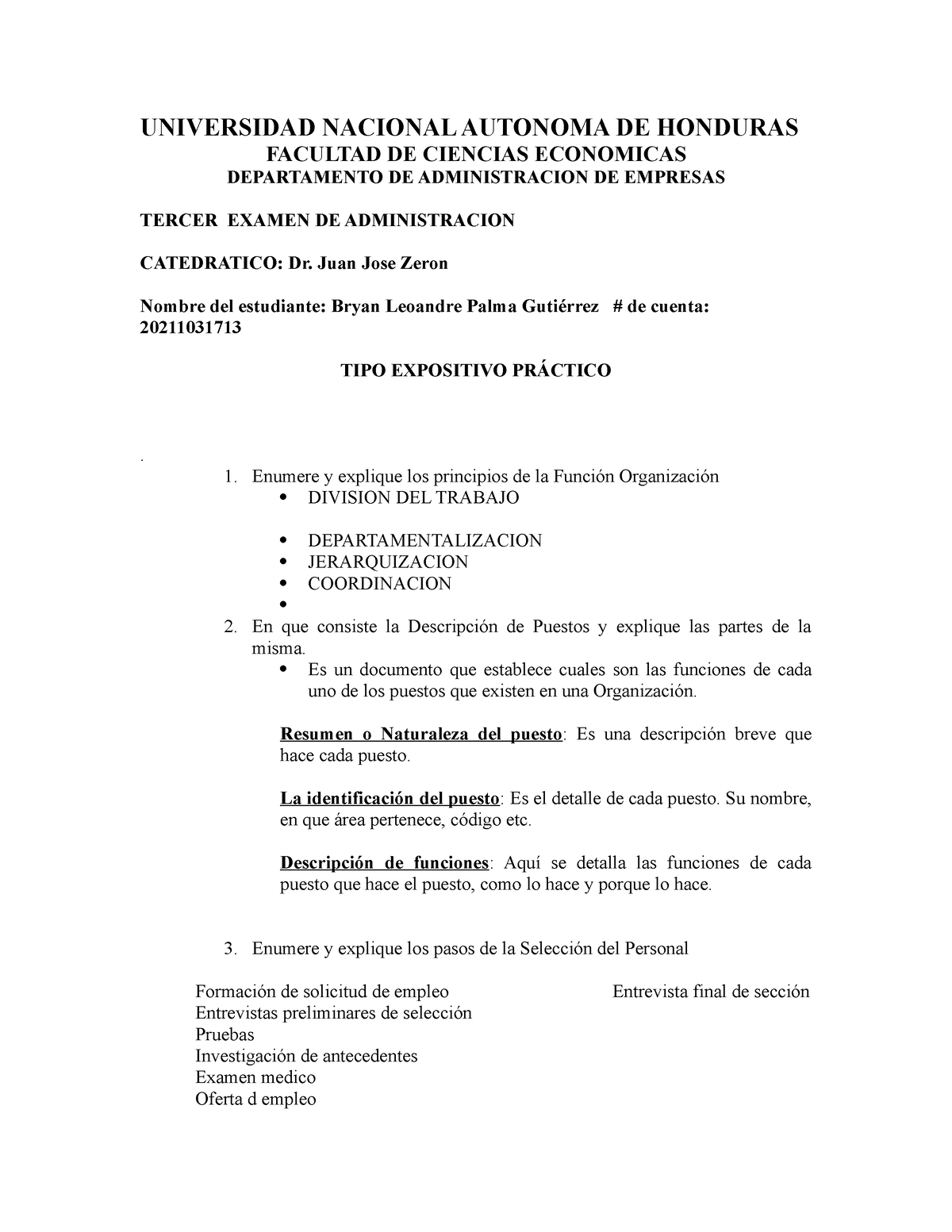 Tercer Examen B DE Administracion Bryan Palma - UNIVERSIDAD NACIONAL ...