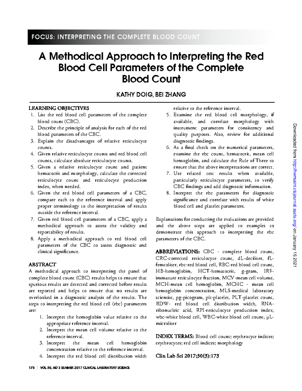 Interpreting CBC Parameters - A Methodical Approach to Interpreting the ...