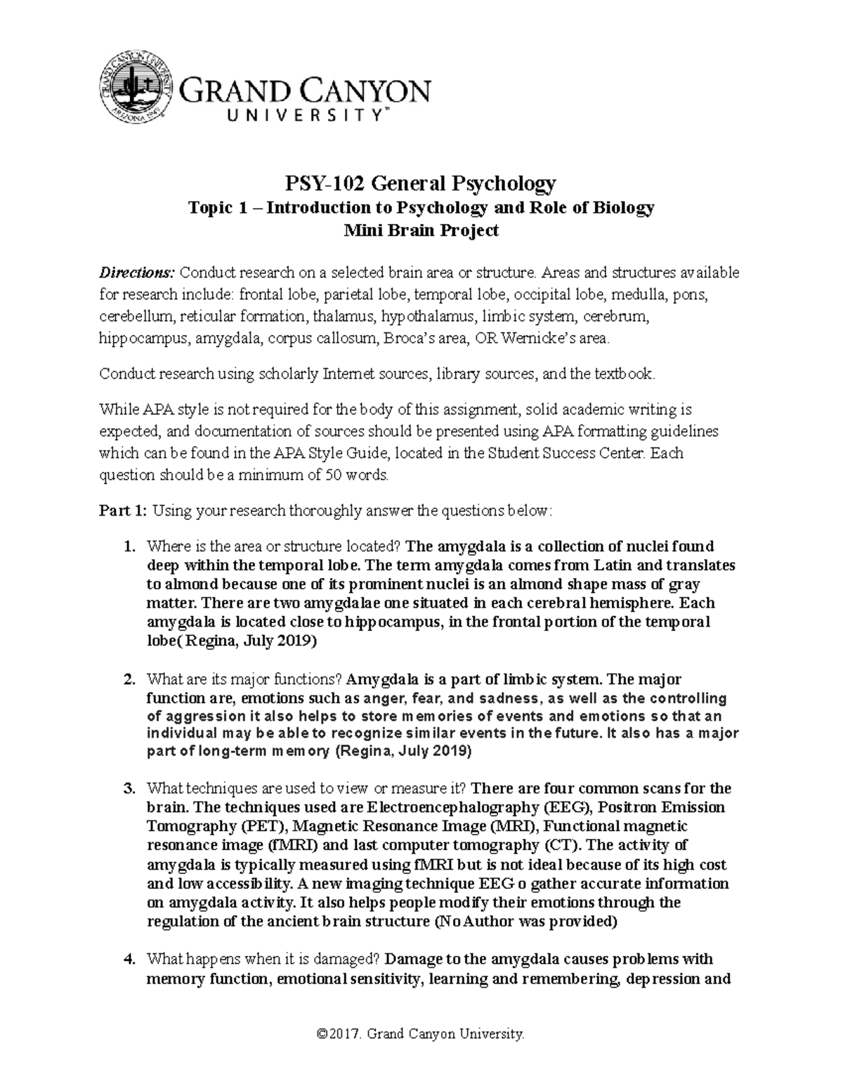 Psy 102 Rs Mini Brain Project Psy 102 General Psychology Topic 1 Psy 102 Rs Mini Brain Project Psy 102 General Psychology Topic 1