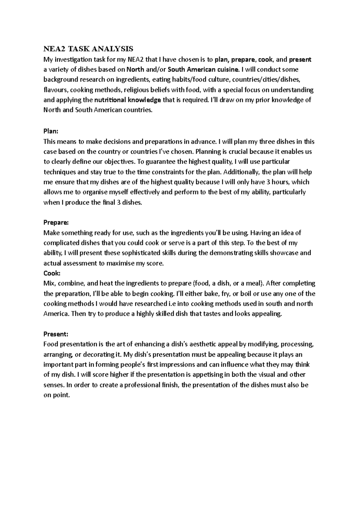 NEA2 task analysis - ........................ - NEA2 TASK ANALYSIS My ...