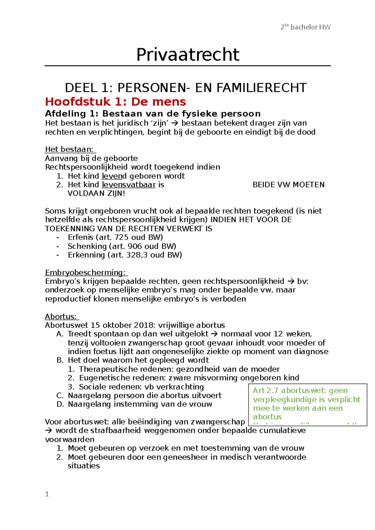 Privaatrecht Samenvatting - Privaatrecht DEEL 1: PERSONEN- EN ...