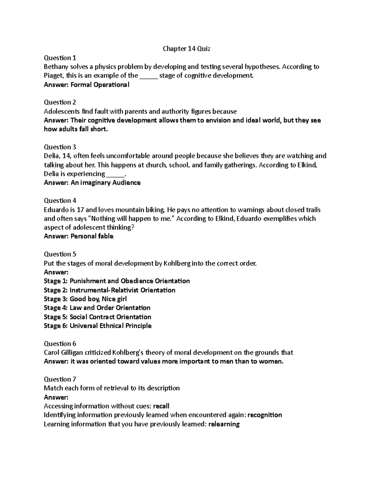 Chapter 14 Quiz - Chapter 14 Quiz Question 1 Bethany solves a physics ...
