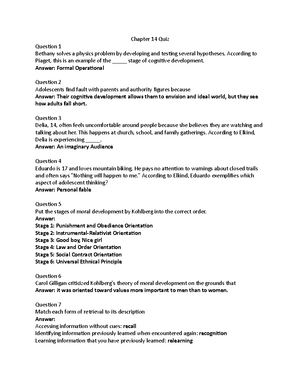 Chapter 13 - Chapter 13 Lecture Note: Adolescence – Physical ...