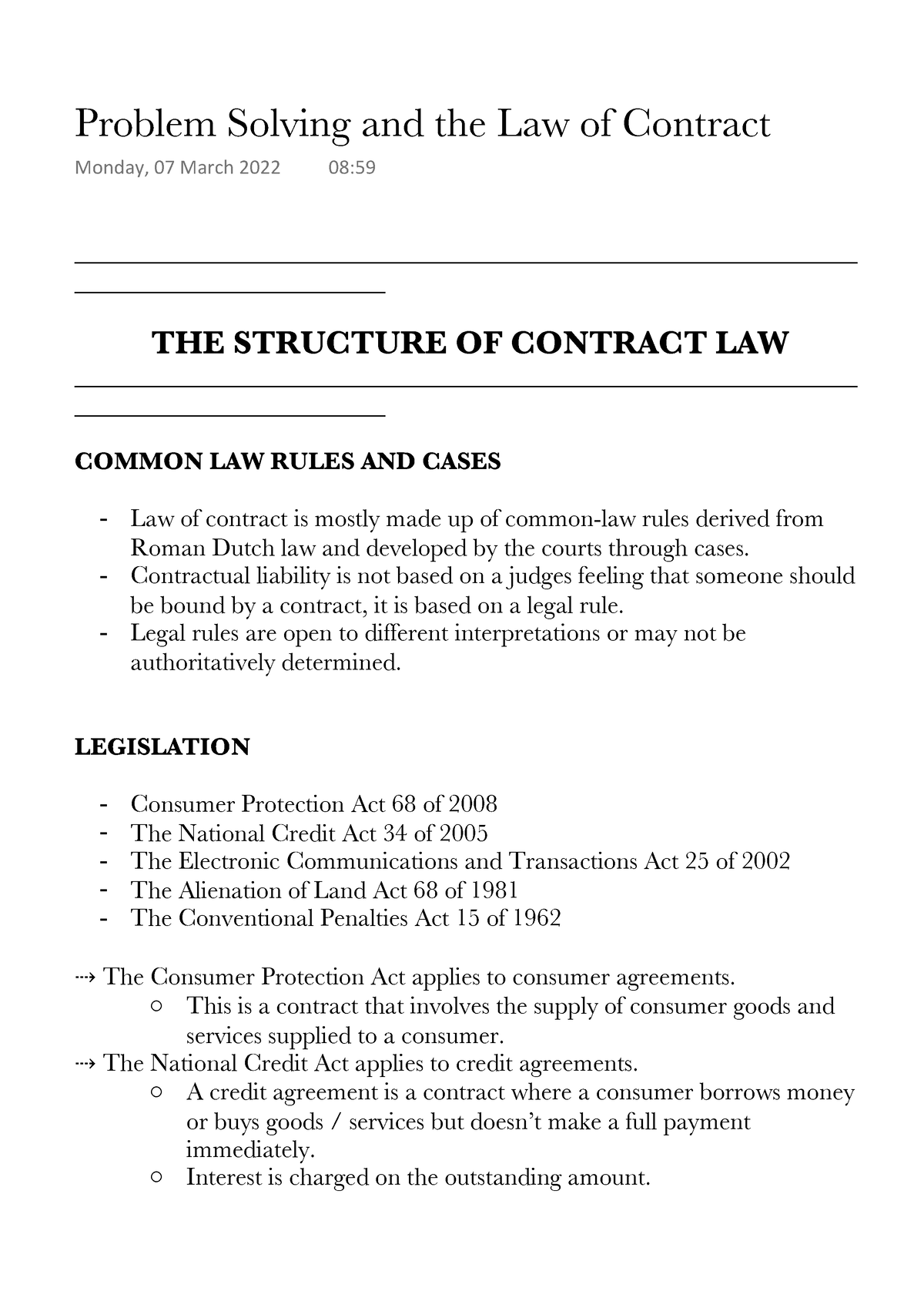 problem solving contract law