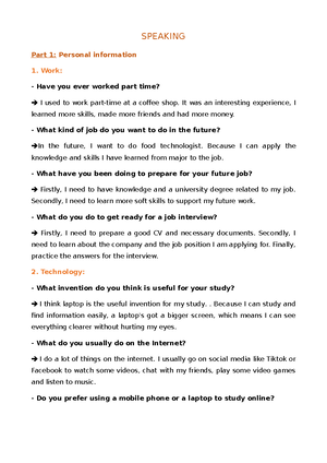 Script for Speaking test ( English 2) - THE SCRIPT THE EXAMINERS MUST ...