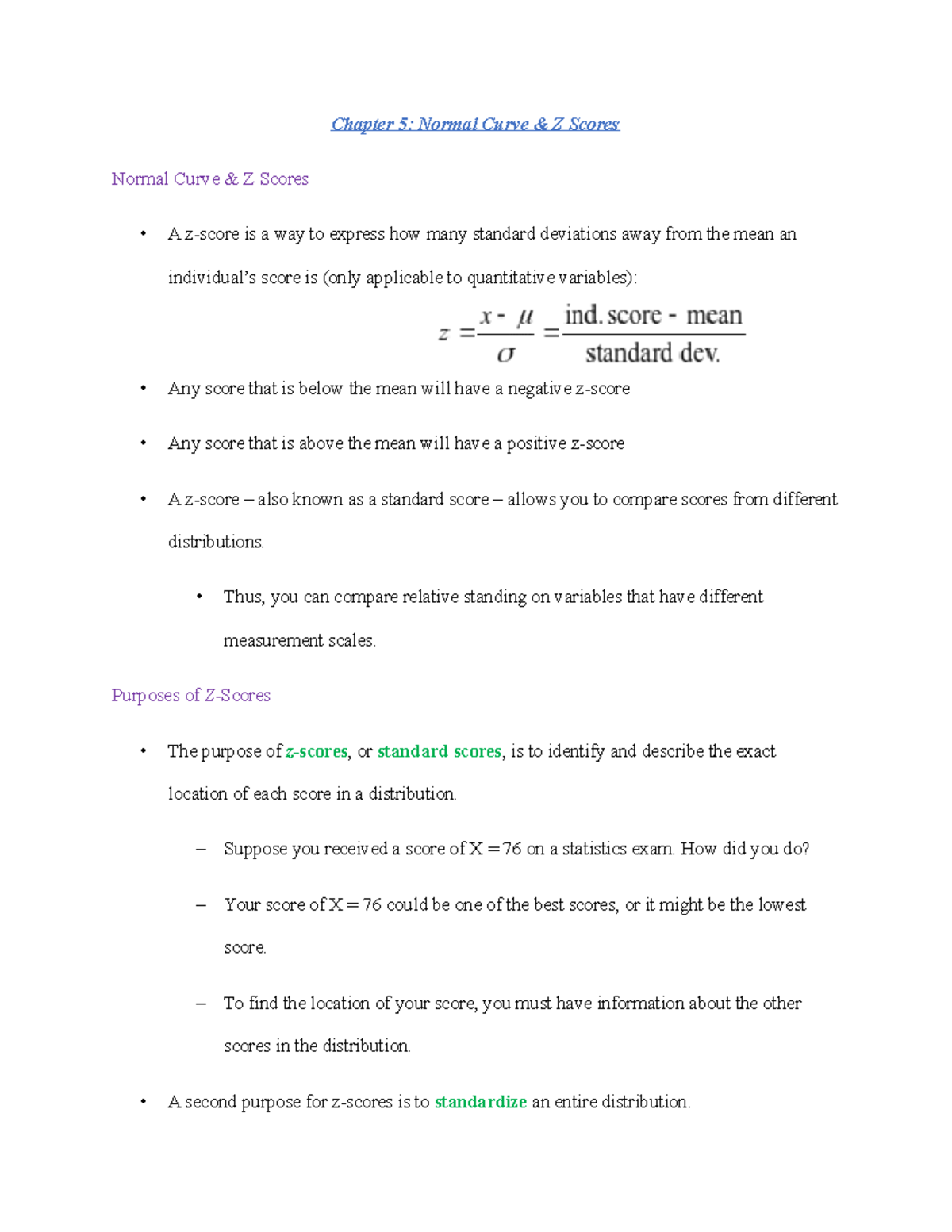 Psychological Statistics Chapter 5 Chapter 5 Normal Curve & Z Scores
