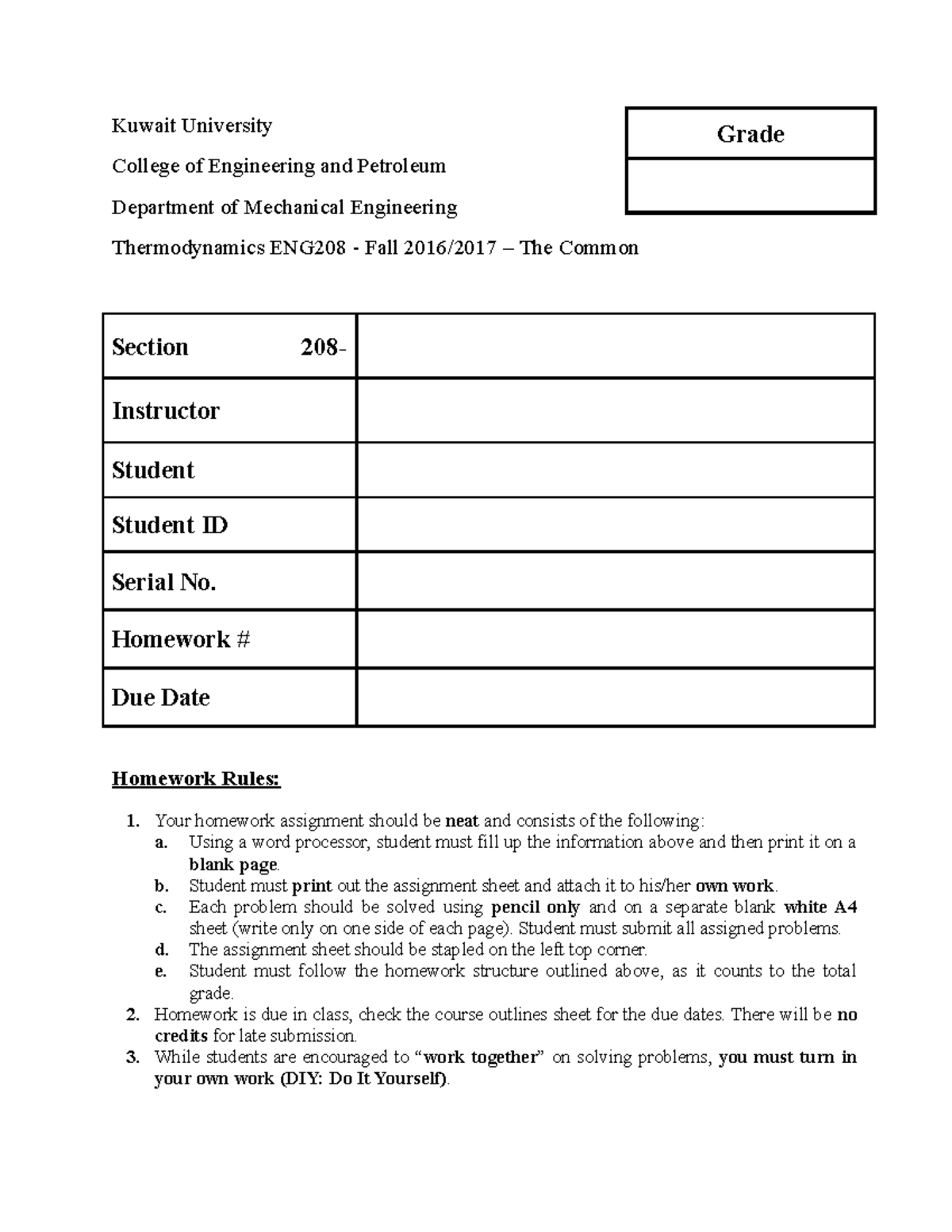 Common HW Coverpage - Kuwait University College of Engineering and ...