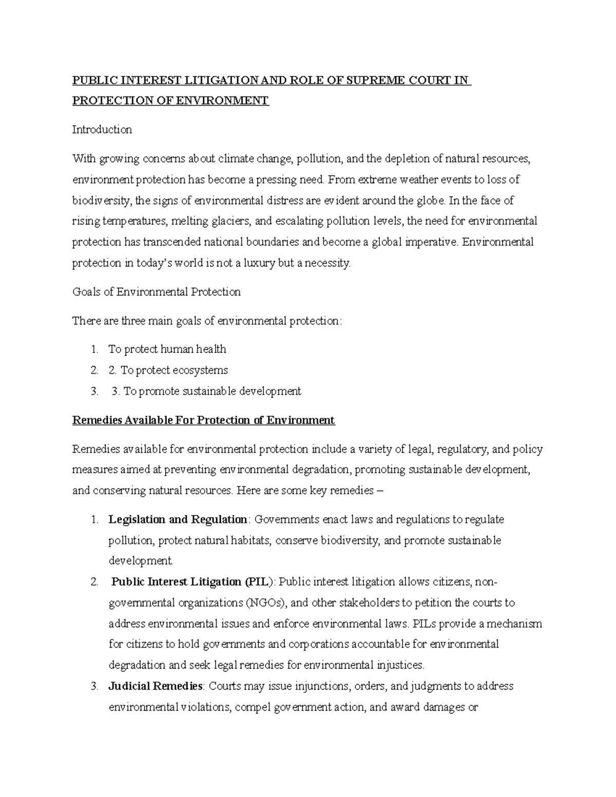 Ev - Module 3, 4 And 5 - Environmental Law - Public Interest Litigation 